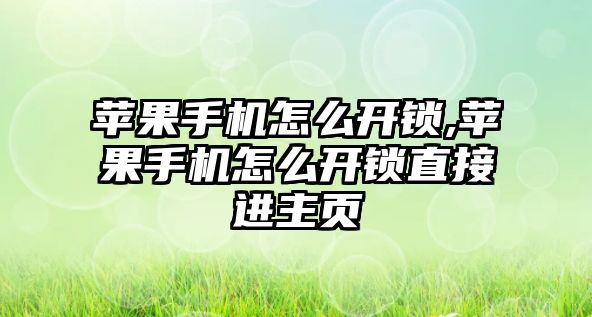 蘋果手機怎么開鎖,蘋果手機怎么開鎖直接進主頁