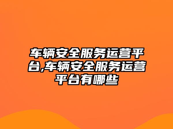 車輛安全服務運營平臺,車輛安全服務運營平臺有哪些