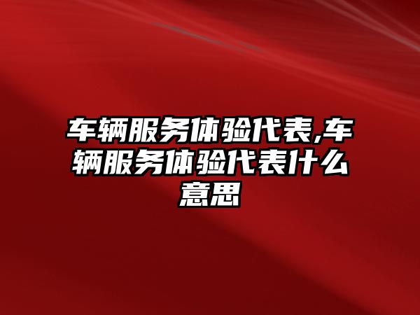 車輛服務(wù)體驗(yàn)代表,車輛服務(wù)體驗(yàn)代表什么意思