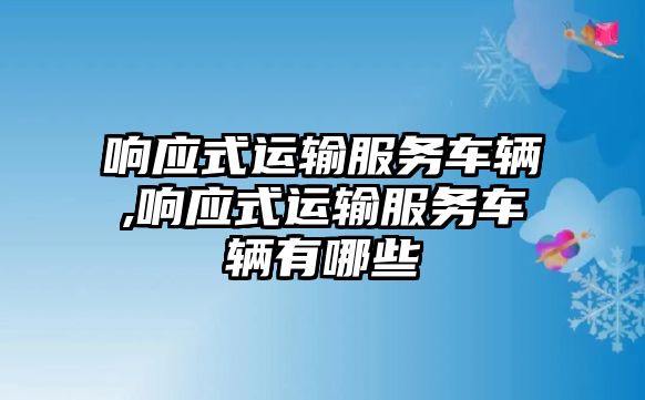 響應式運輸服務車輛,響應式運輸服務車輛有哪些