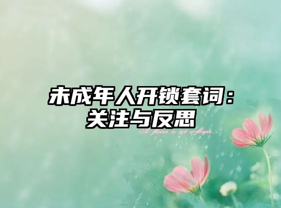 未成年人開鎖套詞：關注與反思