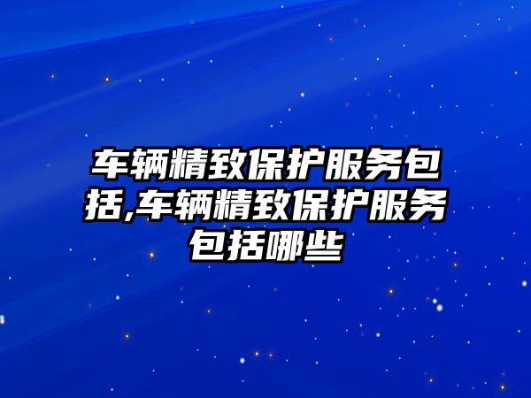 車輛精致保護服務包括,車輛精致保護服務包括哪些