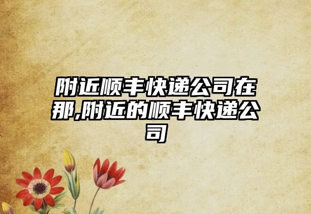 附近順豐快遞公司在那,附近的順豐快遞公司