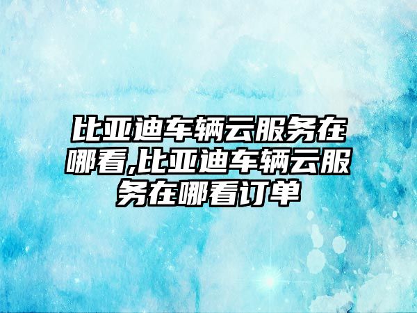 比亞迪車輛云服務在哪看,比亞迪車輛云服務在哪看訂單