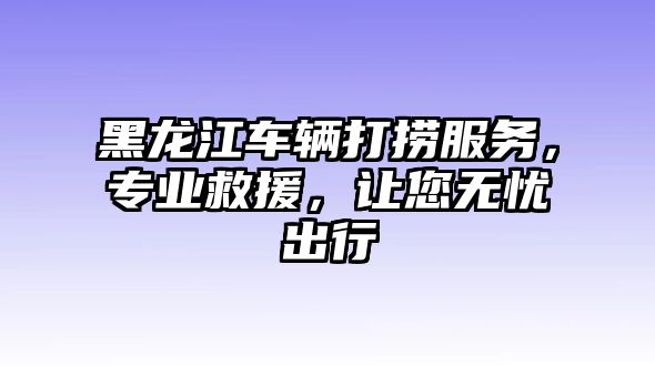 黑龍江車輛打撈服務，專業救援，讓您無憂出行