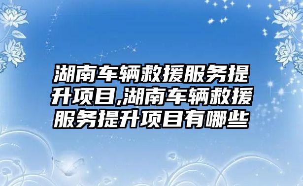 湖南車輛救援服務提升項目,湖南車輛救援服務提升項目有哪些