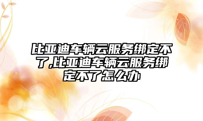 比亞迪車輛云服務綁定不了,比亞迪車輛云服務綁定不了怎么辦