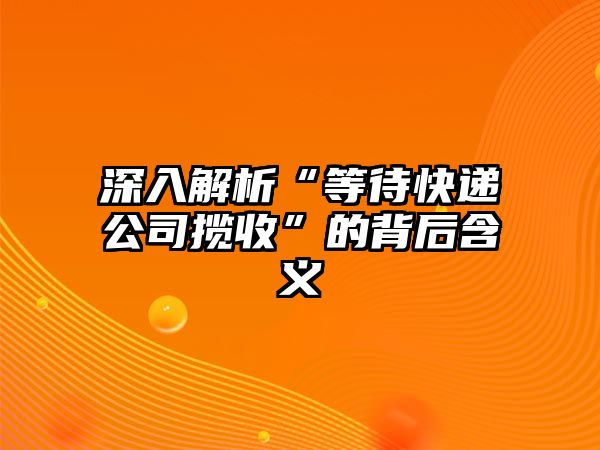 深入解析“等待快遞公司攬收”的背后含義