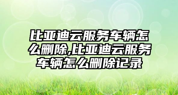 比亞迪云服務(wù)車輛怎么刪除,比亞迪云服務(wù)車輛怎么刪除記錄