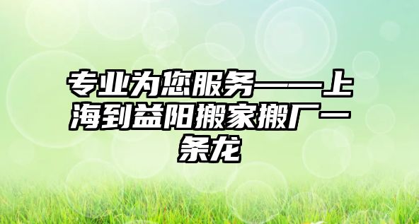 專業(yè)為您服務(wù)——上海到益陽搬家搬廠一條龍