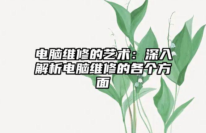 電腦維修的藝術(shù)：深入解析電腦維修的各個(gè)方面