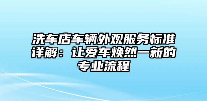 洗車店車輛外觀服務標準詳解：讓愛車煥然一新的專業流程