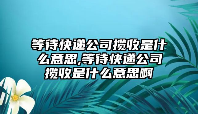 等待快遞公司攬收是什么意思,等待快遞公司攬收是什么意思啊