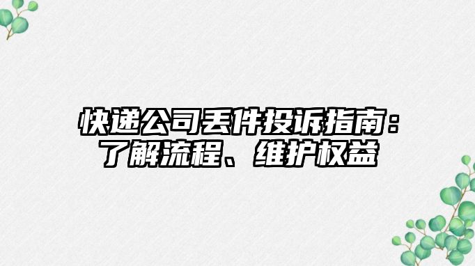 快遞公司丟件投訴指南：了解流程、維護權益