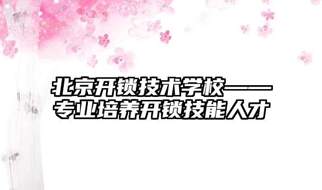 北京開鎖技術學?！獙I培養開鎖技能人才