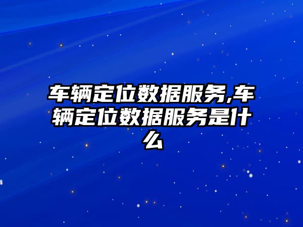 車輛定位數據服務,車輛定位數據服務是什么