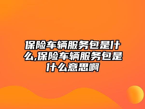 保險(xiǎn)車輛服務(wù)包是什么,保險(xiǎn)車輛服務(wù)包是什么意思啊