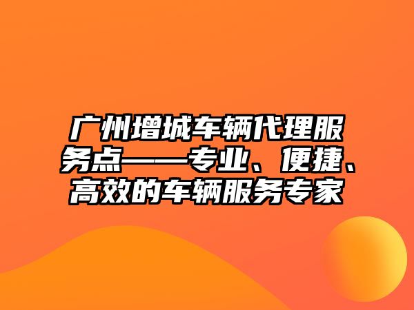 廣州增城車輛代理服務點——專業、便捷、高效的車輛服務專家