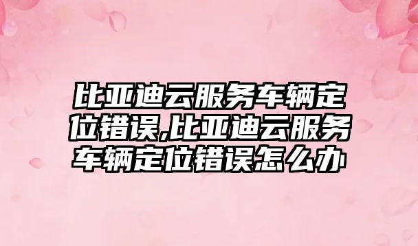 比亞迪云服務車輛定位錯誤,比亞迪云服務車輛定位錯誤怎么辦