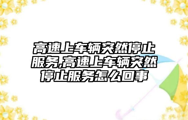 高速上車輛突然停止服務,高速上車輛突然停止服務怎么回事