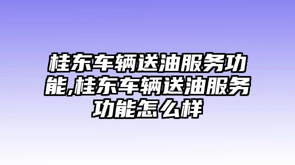 桂東車輛送油服務功能,桂東車輛送油服務功能怎么樣