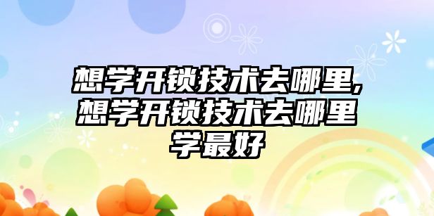 想學開鎖技術去哪里,想學開鎖技術去哪里學最好