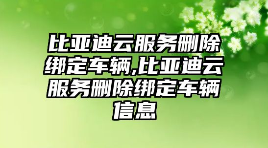 比亞迪云服務刪除綁定車輛,比亞迪云服務刪除綁定車輛信息