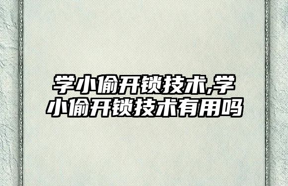 學小偷開鎖技術,學小偷開鎖技術有用嗎