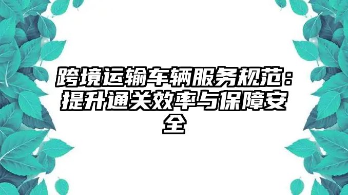 跨境運輸車輛服務規范：提升通關效率與保障安全