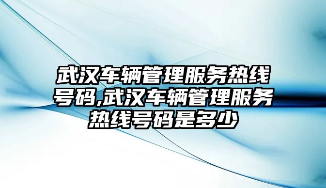 武漢車輛管理服務熱線號碼,武漢車輛管理服務熱線號碼是多少