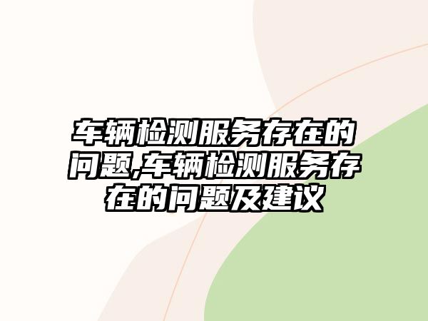 車輛檢測服務存在的問題,車輛檢測服務存在的問題及建議