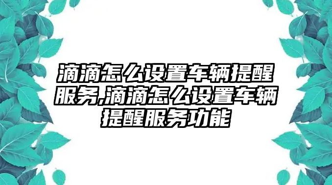 滴滴怎么設置車輛提醒服務,滴滴怎么設置車輛提醒服務功能