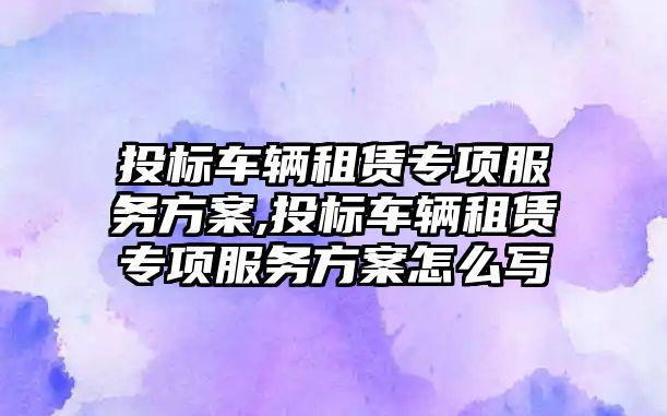 投標車輛租賃專項服務方案,投標車輛租賃專項服務方案怎么寫