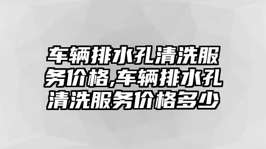 車輛排水孔清洗服務價格,車輛排水孔清洗服務價格多少