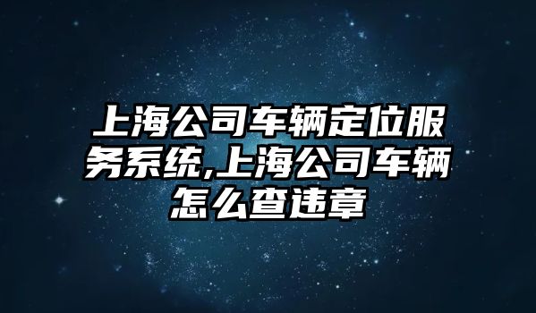 上海公司車輛定位服務系統,上海公司車輛怎么查違章