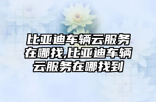 比亞迪車輛云服務在哪找,比亞迪車輛云服務在哪找到