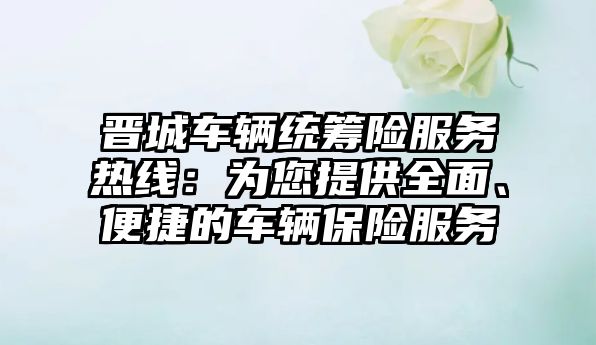晉城車輛統籌險服務熱線：為您提供全面、便捷的車輛保險服務