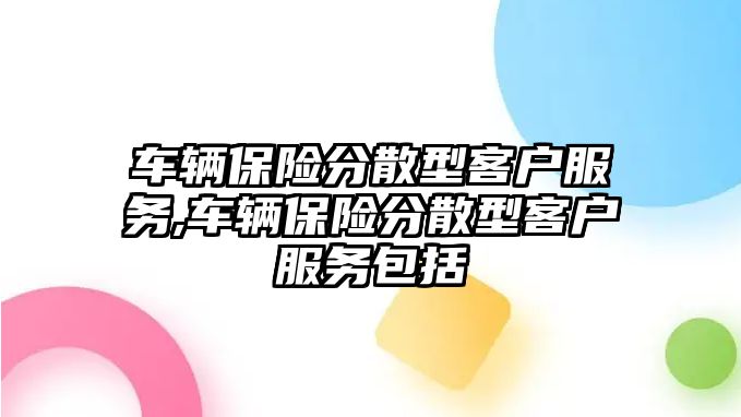 車輛保險分散型客戶服務,車輛保險分散型客戶服務包括