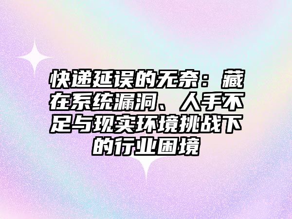 快遞延誤的無奈：藏在系統漏洞、人手不足與現實環境挑戰下的行業困境