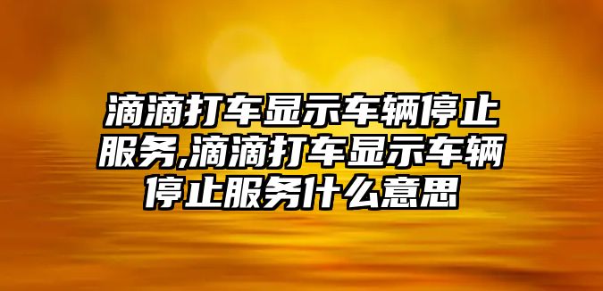 滴滴打車顯示車輛停止服務,滴滴打車顯示車輛停止服務什么意思