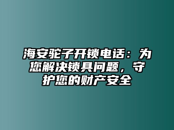 海安駝子開鎖電話：為您解決鎖具問題，守護您的財產安全