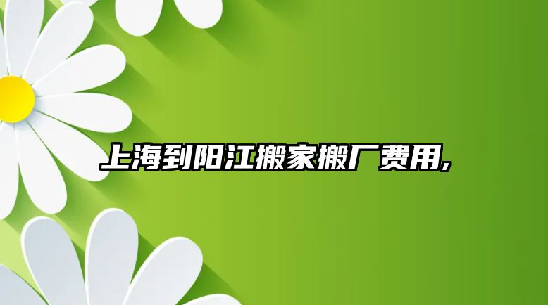 上海到陽江搬家搬廠費(fèi)用,