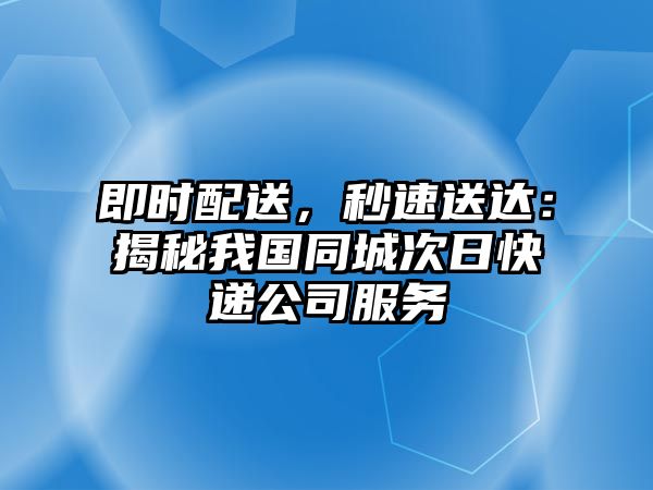 即時配送，秒速送達：揭秘我國同城次日快遞公司服務