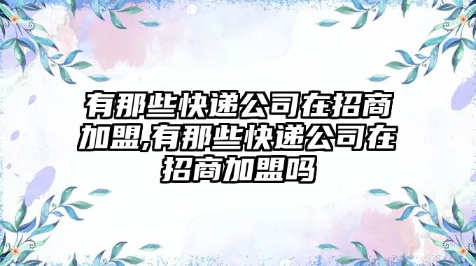 有那些快遞公司在招商加盟,有那些快遞公司在招商加盟嗎