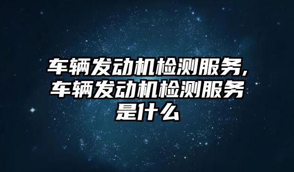 車輛發動機檢測服務,車輛發動機檢測服務是什么