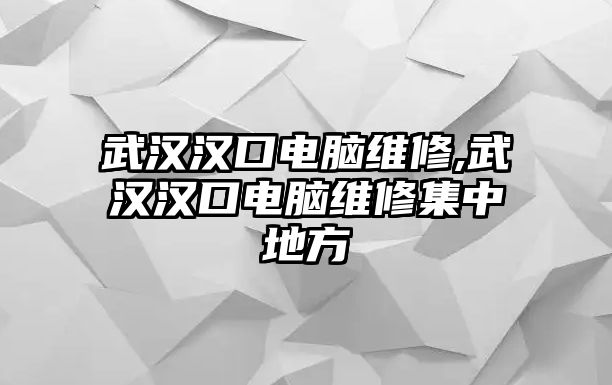 武漢漢口電腦維修,武漢漢口電腦維修集中地方