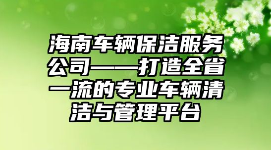 海南車輛保潔服務(wù)公司——打造全省一流的專業(yè)車輛清潔與管理平臺