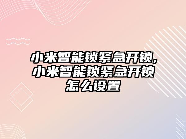 小米智能鎖緊急開鎖,小米智能鎖緊急開鎖怎么設置