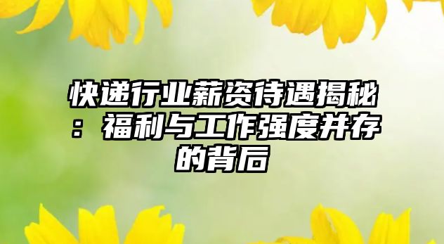 快遞行業薪資待遇揭秘：福利與工作強度并存的背后