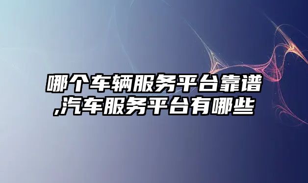 哪個車輛服務(wù)平臺靠譜,汽車服務(wù)平臺有哪些